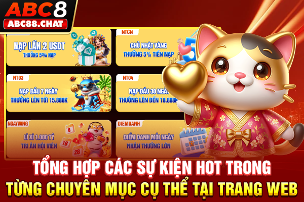 Khuyến Mãi ABC8 & Top Mã Ưu Đãi Mới Nhất Trong Năm 2026 Tổng hợp các sự kiện hot trong từng chuyên mục cụ thể tại trang web